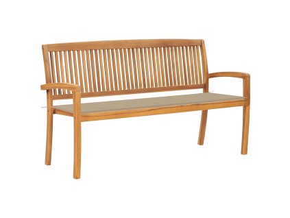 Stohovatelná zahradní lavice s poduškou 159 cm masivní teak 3063309