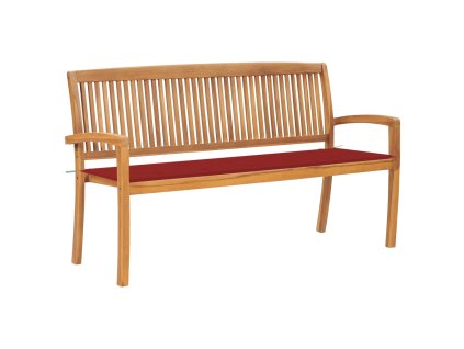 Stohovatelná zahradní lavice s poduškou 159 cm masivní teak 3063312