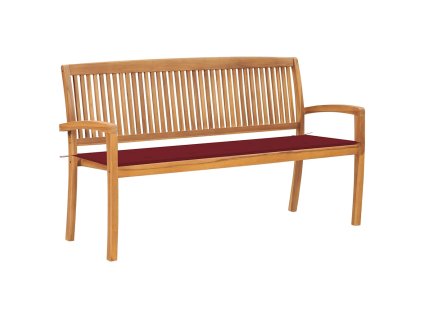 Stohovatelná zahradní lavice s poduškou 159 cm masivní teak 3063315