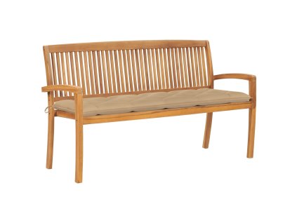 Stohovatelná zahradní lavice s poduškou 159 cm masivní teak 3063324