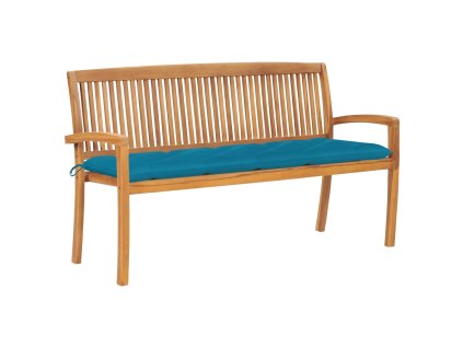 Stohovatelná zahradní lavice s poduškou 159 cm masivní teak 3063325