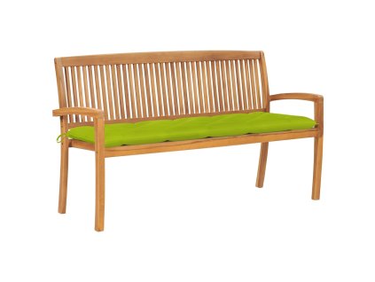 Stohovatelná zahradní lavice s poduškou 159 cm masivní teak 3063332