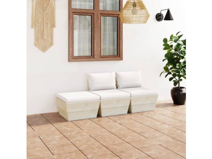 3dílná zahradní sedací souprava z palet podušky smrkové dřevo 3063410