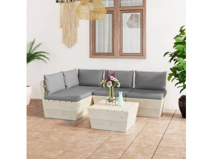 5dílná zahradní sedací souprava z palet + podušky smrkové dřevo 3063481