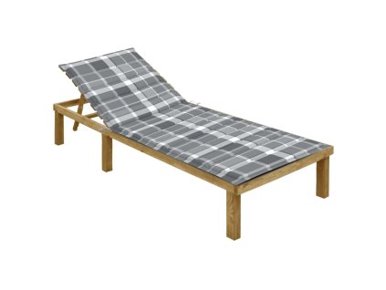 Zahradní lehátko a šedá károvaná poduška impregnovaná borovice 3065833