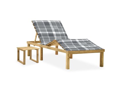 Zahradní lehátko se stolkem a poduškou impregnovaná borovice 3065878