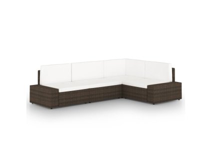 vida XL 4dílná zahradní sedací souprava s poduškami polyratan hnědá 3067151