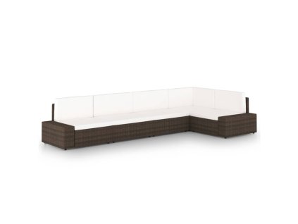 5dílná zahradní sedací souprava s poduškami polyratan hnědá 3067153