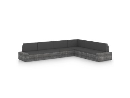 6dílná zahradní sedací souprava polyratan šedá 3067177