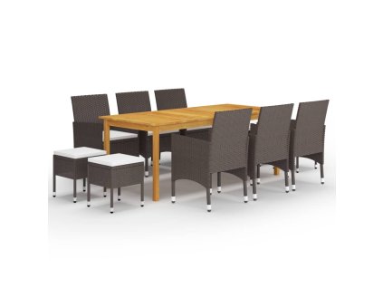 11dílný zahradní jídelní set hnědý 3067874