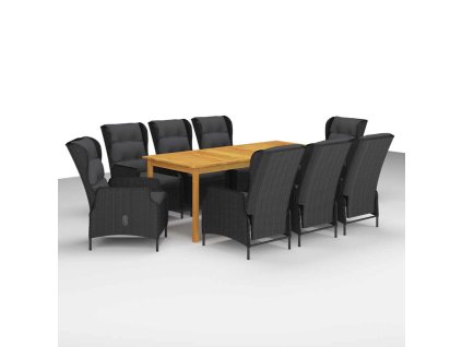 9dílný zahradní jídelní set tmavě šedý 3067935