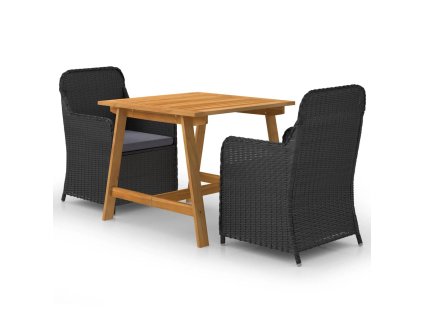 3dílný zahradní jídelní set černý 3068714