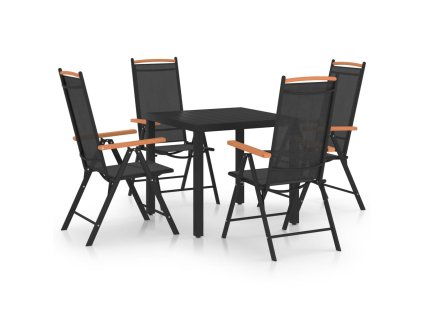 5dílný zahradní jídelní set hliník černý 3070625