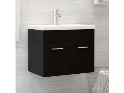 Skříňka se zápustným umyvadlem černá dřevotříska 3071271