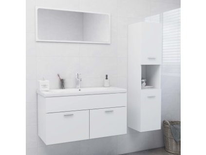 Set koupelnového nábytku bílý kompozitní dřevo 3071423