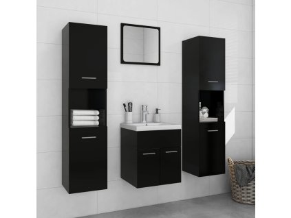 Set koupelnového nábytku černý dřevotříska 3071487
