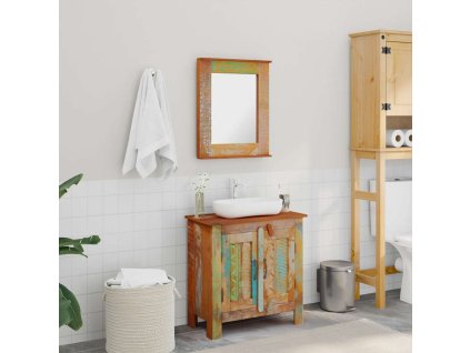 Koupelnová sada z recyklovaného masivního dřeva se zrcadlem 241134