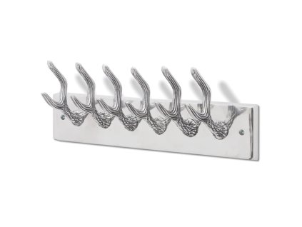 Hliníkový věšák s háčky na kabáty/klobouky/vázanky stříbrný 242339