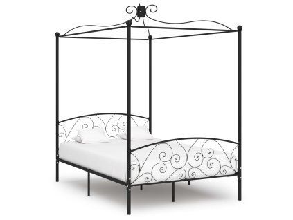 Rám postele s nebesy černý kovový 140 x 200 cm 284477