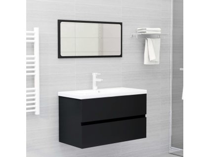 Koupelnová sestava černá kompozitní dřevo 3071685