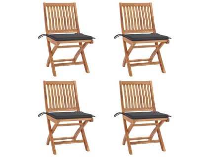 Skládací zahradní židle s poduškami 4 ks masivní teak 3072807
