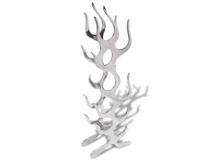 Stojan na víno ve tvaru plamenů hliníkový stříbrný 9 láhví 243502