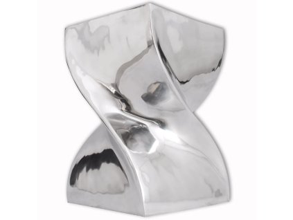 Stolička / odkládací stolek, kroucený tvar, hliníkový stříbrný 243507