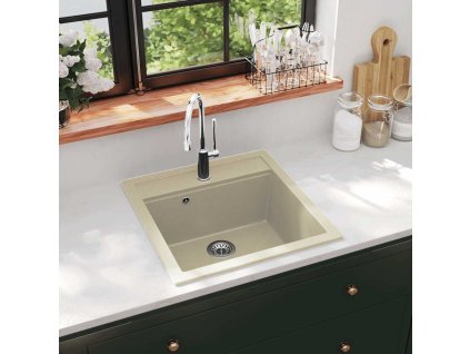 Žulový kuchyňský dřez jednoduchý béžový 144856