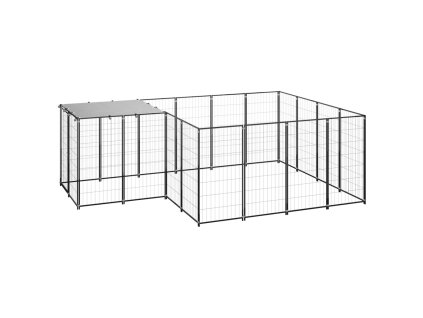 Psí kotec černý 6,05 m² ocel 3082205