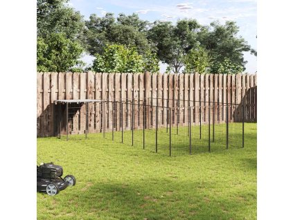 Psí kotec černý 10,89 m² ocel 3082226