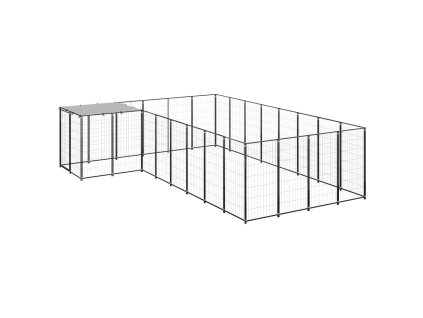 Psí kotec černý 10,89 m² ocel 3082226