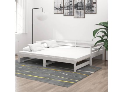 Výsuvná válenda 2 x (90 x 200) cm bílá masivní borovice 3083655