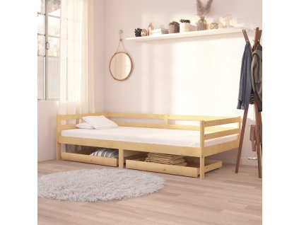 Válenda se zásuvkami 90 x 200 cm masivní borové dřevo 3083674