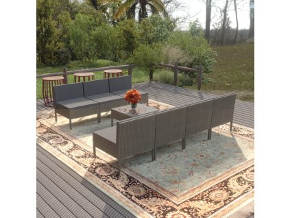 8dílná zahradní sedací souprava s poduškami polyratan šedá 3094330