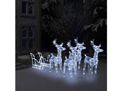 Vánoční sobi se sáněmi 280 x 28 x 55 cm akryl 289980