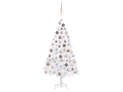 Umělý vánoční stromek s LED a sadou koulí bílý 120 cm PVC 3077625