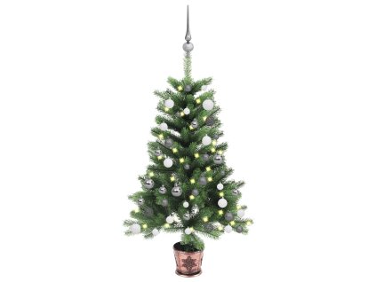Umělý vánoční stromek s LED a sadou koulí 65 cm zelený 3077723