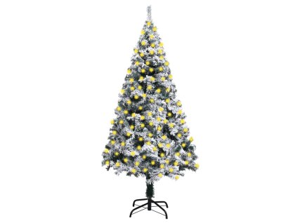 Umělý vánoční stromek s LED osvětlením zasněžený zelený 210 cm 3077768