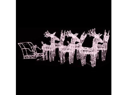 Vánoční sobi se sáněmi 320 LED diod akryl 3100423