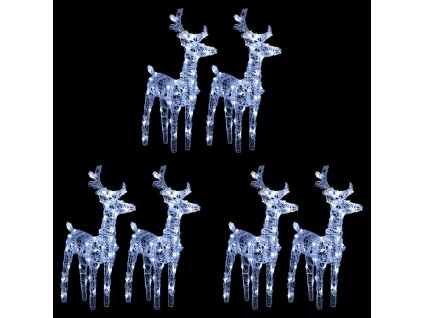 Vánoční sobi 6 ks 240 studených bílých LED diod akryl 3154256