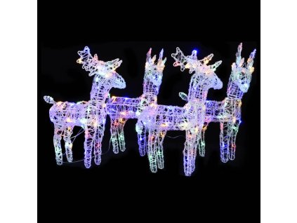 Vánoční sobi 4 ks 160 vícebarevných LED diod akryl 3154261