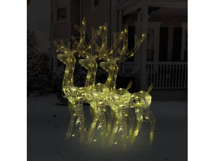 Vánoční dekorace akryloví sobi 3 ks 120 cm teplé bílé světlo 3154343