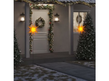 Svítící vánoční hvězdy s hroty 3 ks LED skládací žluté 57 cm 3190446