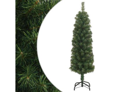 Úzký umělý vánoční stromek se stojanem zelený 150 cm PVC 320949