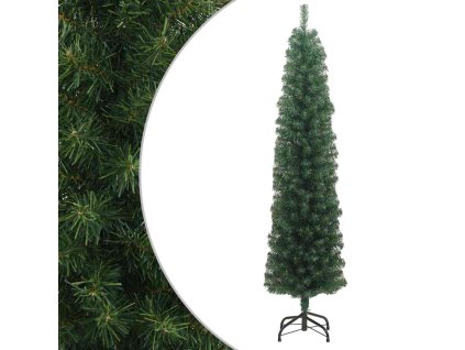 Úzký umělý vánoční stromek se stojanem zelený 180 cm PVC 320950