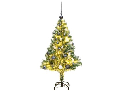 Umělý vánoční stromek se 150 LED a sadou koulí zasněžený 150 cm 3210100