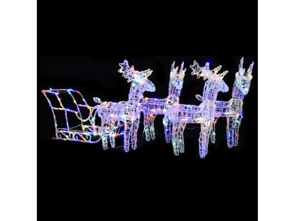 Vánoční sobi se sáněmi 280 x 28 x 55 cm akryl 328532