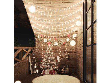 Světelný řetěz kulaté žárovky 20 m 200 LED teplý bílý 8 funkcí 328810