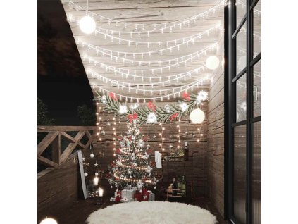 Světelný řetěz kulaté žárovky 20m 200 LED studený bílý 8 funkcí 328811