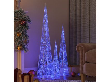 Sada akrylových světelných LED kuželů modrá 60/90/120 cm 328973